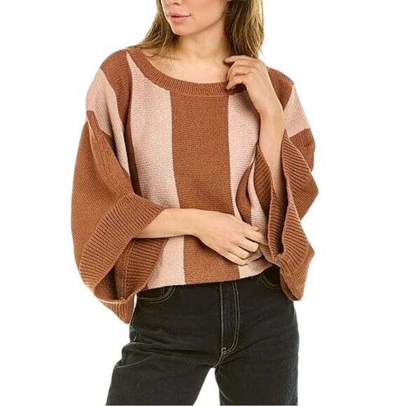 Trina Turk Horizon Bold Stripe Boatneck Dolman Sleeve Ribbed Trim Sweater - Picture 1 of 16